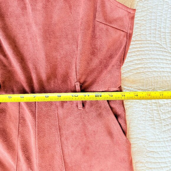 Anthropologie Chestnut Rust Faux Suede Jumpsuit Pockets Women's Size M - Picture 10 of 13